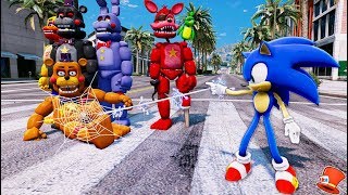 ANIMATRONICS amp SONIC THE HEDGE HOG WITH SPIDERMAN POWERS GTA 5 Mods FNAF RedHatter [upl. by Judi]