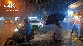 4K UHD Walking in Heavy Rain amp Thunderstorm  Torrential Rain in Bangkok [upl. by Simonetta]