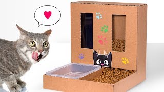 DIY Cat Food Dispenser from Cardboard at Home [upl. by Docile]