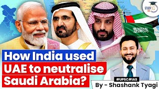 How India Used UAE to Neutralise Saudi Arabia  Geopolitics Simplified  UPSC CSE  StudyIQ IAS [upl. by Tarrant]