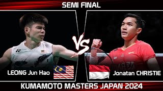 AMAZING  LEONG Jun Hao MAS vs Jonatan CHRISTIE INA  Kumamoto Masters Japan 2024 Badminton [upl. by Lamphere]