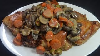 Receta de pollo con champiñones  Pollo con hongos [upl. by Seed]