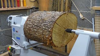 100 STITCHES  The biggest log I ever turned  Woodturning [upl. by Atiras]