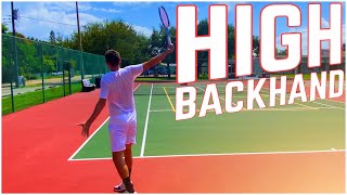 How to Hit The HIGH OneHanded Backhand  Tennis Technique [upl. by Nymsaj]