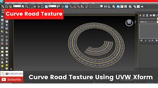 Apply Curve Road Texture in 3ds max using UVW Xform [upl. by Esaertal]