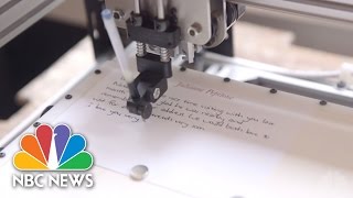 NoteWriting Robots Pen Letters In Your Handwriting  NBC News [upl. by Nurav]