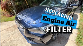 20T GENESIS G70  KIA STINGER  20182023  HOW TO REPLACE ENGINE AIR FILTER [upl. by Nymzaj]