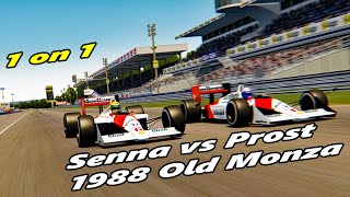 Assetto Corsa Senna vs Prost Formula 1 on 1 McLaren Honda MP44 Old Monza 1988 [upl. by Nalro853]