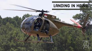 Pilot Perspective  Hughes OH6 Loach Helicopter Landing in Hawaii [upl. by Akinhoj]