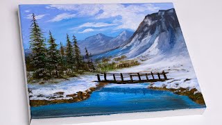 Acrylic Landscape Painting  Snowy Morning  Winter Painting [upl. by Bolitho]