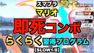 【スマブラSP】マリオ『即死コンボ』らくらく習得プログラム（STEP4：練習…SLOW18） [upl. by Adnolat]