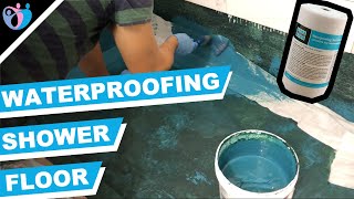 How to waterproof a shower floor shower pan and curb [upl. by Ahsaela]