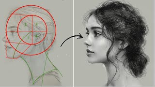 Loomis Method Portrait Drawing full tutorial art drawing artist viralvideo gautamart09 [upl. by Reprah]