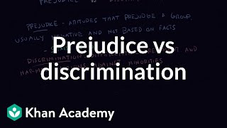 Prejudice vs discrimination  Individuals and Society  MCAT  Khan Academy [upl. by Jermaine]