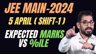 📌 5 April  Shift 1 ❗ Paper Analysis Shocking 📣 Expected Marks Vs ile I Cut Off jeemain  2024 [upl. by Other]