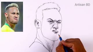 Easy Portrait Neymar Jr Easy Pencil Sketch neymar [upl. by Vladi731]