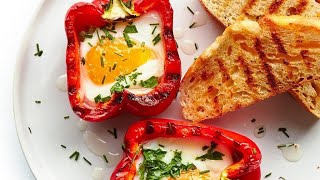 Easy Low Carb Breakfast Idea  Bell Pepper And Egg  Breakfast Recipe  Schnelles Low Carb Frühstück [upl. by Oniram]