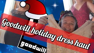 Goodwill holiday dress haul  help me pick my party dress [upl. by Aliahkim]