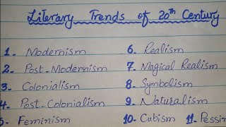 Literary Trends of 20th Century [upl. by Retha724]