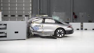 2023 Hyundai Ioniq 6 driverside small overlap IIHS crash test [upl. by Leira]