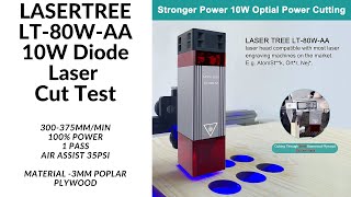 Laser Tree LT80WAAPro 10W Diode Laser CUTTING TESTS 3mm Plywood [upl. by Tal118]