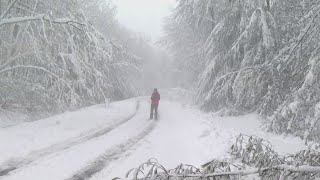 STORM CENTER Noreaster bears down bringing heavy snow and strong winds [upl. by Nomahs]