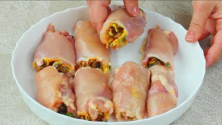 So tasty Everyone asks me about this recipe Chicken rolls with mushrooms [upl. by Adlemi]