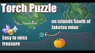 Jakotsu mine torch puzzle Easy to miss treasure Yashiori Island  Genshin Impact Inazuma [upl. by Elbam]