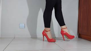 ASMR My red shoes 3 high heels relaxing video [upl. by Zebulen]