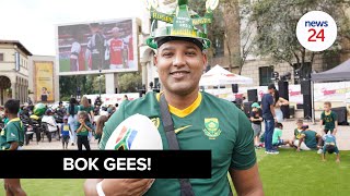 WATCH  ‘Boys we are behind you’  Fans show up for the Boks as they prepare for RWC final clash [upl. by Schoof]