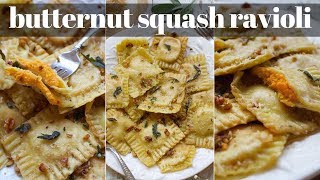 VEGAN BUTTERNUT SQUASH RAVIOLI NO EQUIPMENT NEEDED  PLANTIFULLY BASED [upl. by Ynneg]