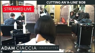 Adam Ciaccia Live amp UnPlugged  Cutting a ALineConcaveGraduated Bob on Shalini [upl. by Tnomyar]