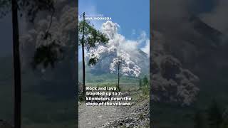 Mt Merapi volcano erupts in Indonesia spews lava and ash clouds Shorts [upl. by Marleah]