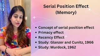 Serial Position effectPrimacy and Recency effect MemoryPsychologywith supporting studies [upl. by Ayocat160]