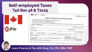 Selfemployed taxes  How to report T4A Box 48 selfemployment income on T2125 [upl. by Arria]