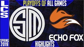 TSM vs FOX Highlights ALL GAMES  LCS Playoffs Quarterfinals Spring 2019  Team Solomid vs Echo Fox [upl. by Evie]