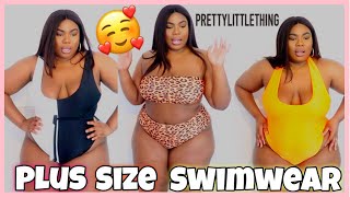 PLUS SIZE FASHION  PRETTY LITTLE THING  SWIMWEAR HAUL [upl. by Sonnnie]