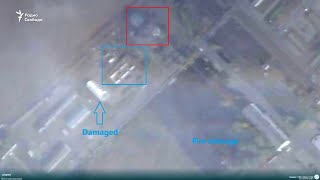 Satellite Imagery of Khanskaya Air Base Ammo Storage Hit and Shahed Warehouse After Drone Strike [upl. by Lednor]