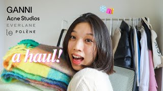 2023 Winter Try On Haul ❄️🛍  GANNI Acne Studios Everlane Polene bag korean brands [upl. by Niletak]