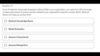 65 Days of AWS Certified AI Practitioner Exam – Daily Question and Video Explanation  Day 11 [upl. by Yeldoow]