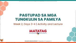 Values Education 7  Q2W2D3  Patupad sa mga Tungkulin sa Pamilya ActivityLecture [upl. by Pirbhai]