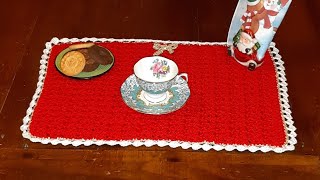 Tovaglietta natalizia uncinettoIndividual de mesa de crochê de NatalChristmas crochet placemat [upl. by Mcneely]