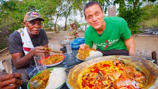 Spiciest Food in Africa 🌶 PALM NUT SOUP in a Village in Ivory Coast [upl. by Wynnie]