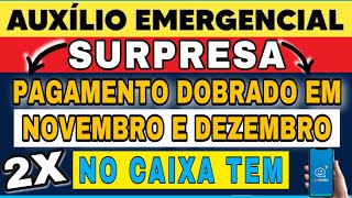 AUXÍLIO EMERGENCIAL SURPRESA PAGAMENTO DOBRADO EM NOVEMBRO E DEZEMBRO  2X PARCELAS NO MESMO MÊS [upl. by Naujtna]