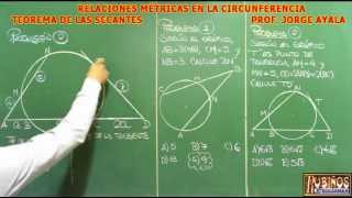 TEOREMA DE LAS SECANTES EJERCICIOS RESUELTOS DE RELACIONES METRICAS EN LA CIRCUNFERENCIA [upl. by Polk414]