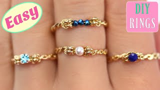 Dainty Rings With Beads and Crystals wire wrapping rings DIY Rings Stacking Rings [upl. by Ellecram]