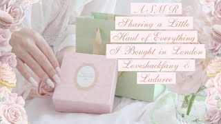 SOFT SPOKEN ASMR HAUL WHAT I BOUGHT IN LONDON LOVESHACKFANCY amp LADUREE NAIL TAPPING amp SCRATCHING [upl. by Noma]