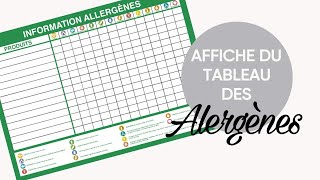 Affiche du tableau des Allèrgenes Alimentaires pour Restaurants Boulangeries Traiteurs [upl. by Refannej258]