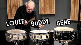 Louie Bellson Buddy Rich Gene Krupa  3 Snares Comparison [upl. by Manchester]