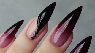 💅🏻UÑAS negras🖤elegantes TENDENCIA2024🖤 2024 tending nailart nails viral subscribe black [upl. by Nilo]